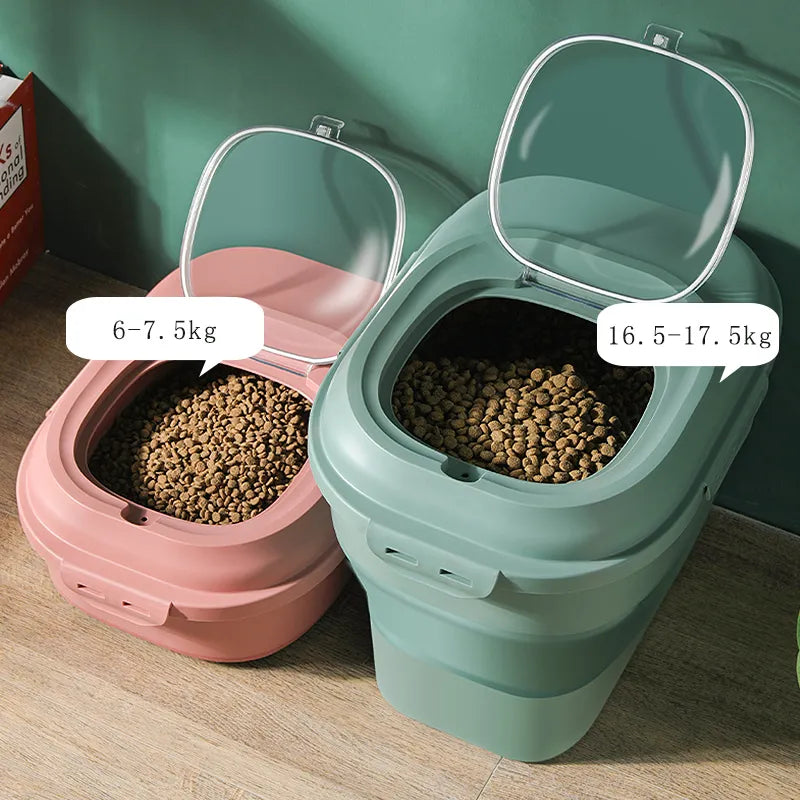 SHUANGMAO Pet Dog Food Storage Container 12.5L Dry Cat Food Box Bag for Moisture Proof Seal With Measuring Cup Kitten Products