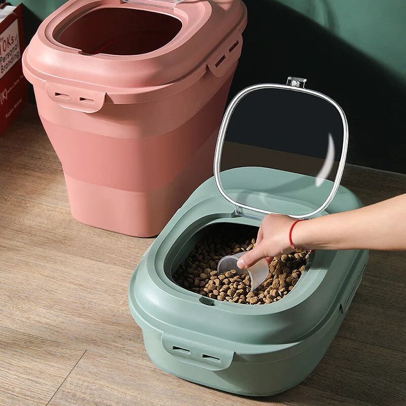 SHUANGMAO Pet Dog Food Storage Container 12.5L Dry Cat Food Box Bag for Moisture Proof Seal With Measuring Cup Kitten Products