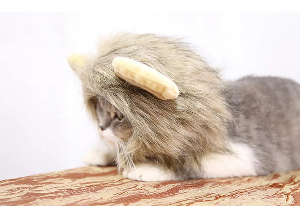 Cute Lion Mane Cat Wig Pet Small Dog Cats Costume Lion Mane Wig Cap Hat for Cat Dogs Fancy Costume Cosplay Toy Pet Supplies