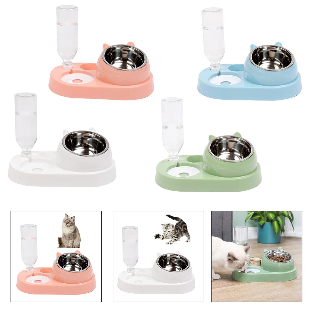 Automatic Pet Feeder Dog Cat Water Food Dispenser Double Cat Dog Bowls Stainless Steel Puppy Pet Supplies Dog Cat Dish Bowl