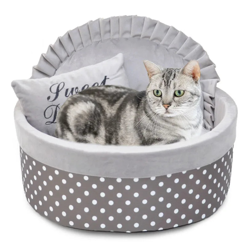 Cat Bed Comfortable Lovely Dot Pet Puppy Kennel Kitten Puppy Sleeping Bed Top Quality House for Cats pet bed luxury