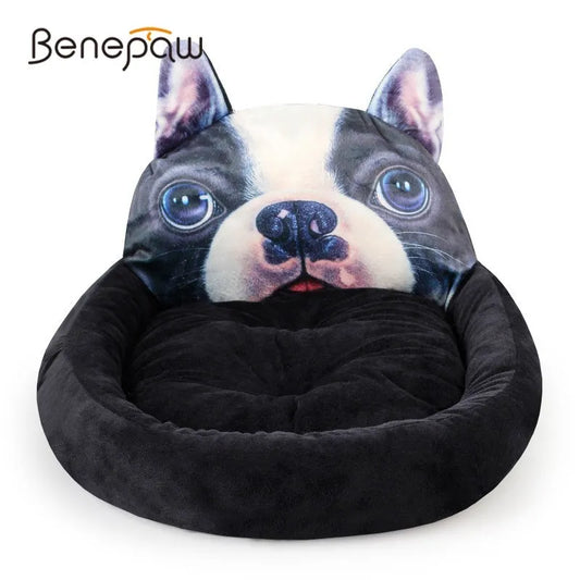 Benepaw 3D French Bulldog Pattern Sofa Bed Dog Hot Sale Washable Plush Sleeping Dog House Cozy Soft Pet Puppy Bed Cushion 2019