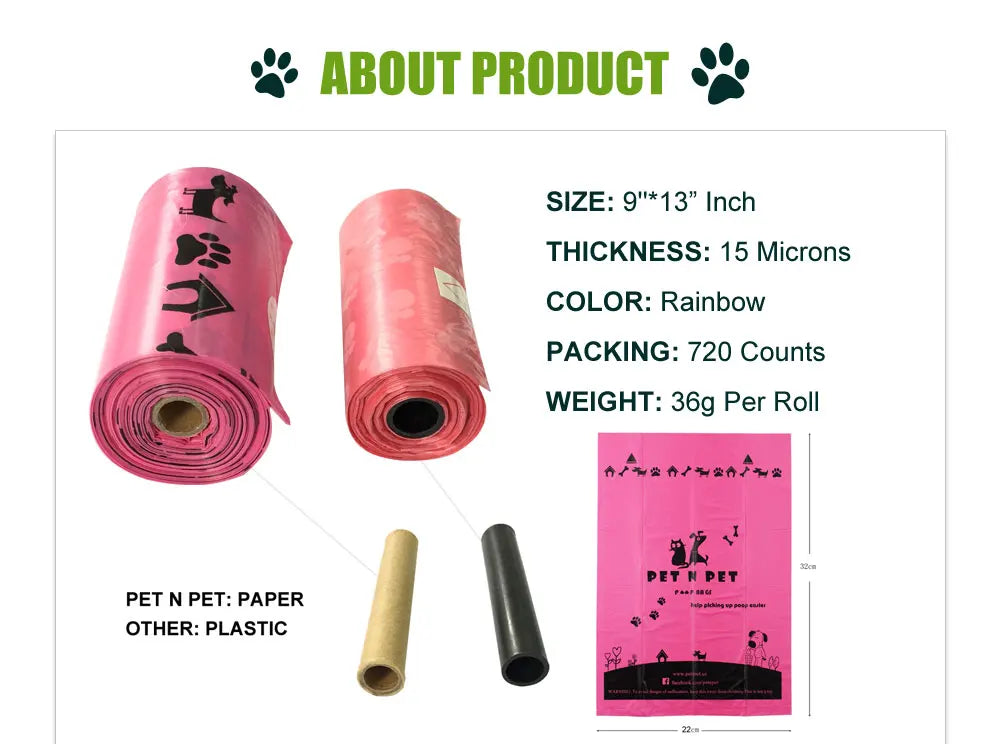 Pet N Pet Biodegradable Dog Poop Bags Earth-Friendly Firm 720/270 Counts 3 Colors Lavender Scented Garbage Bag for Dog Product