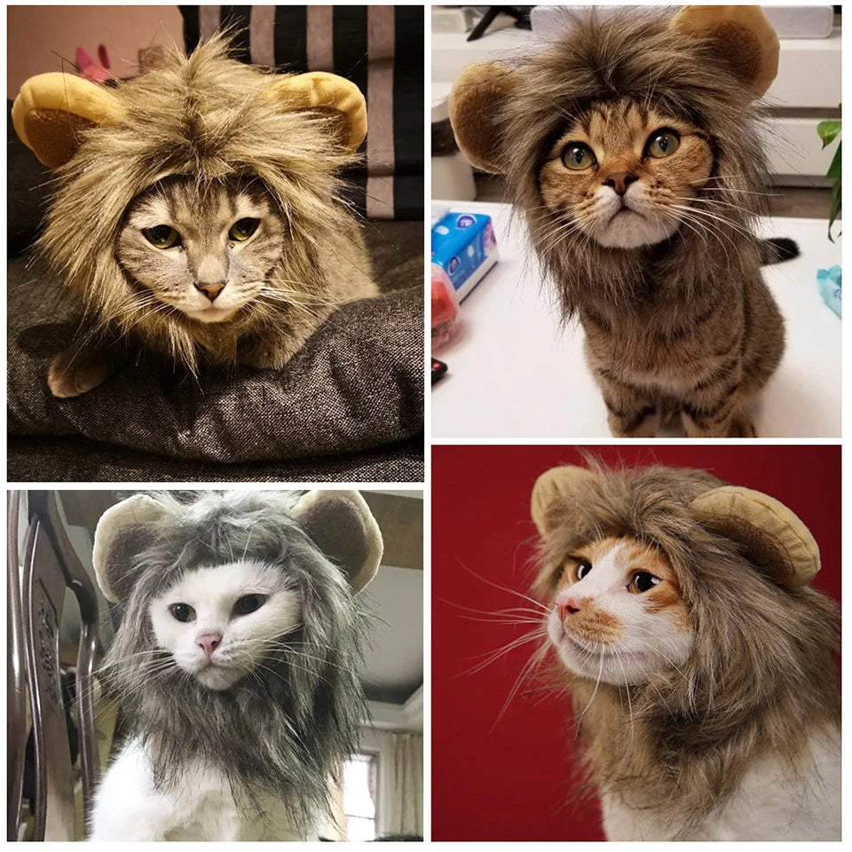 Cute Lion Mane Cat Wig Pet Small Dog Cats Costume Lion Mane Wig Cap Hat for Cat Dogs Fancy Costume Cosplay Toy Pet Supplies