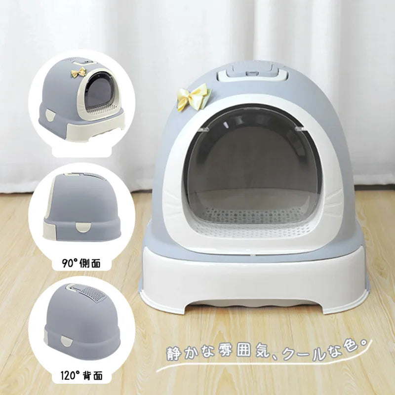 Cat Litter Box Reduces Litter Tracking Odor Large Cat Litter Box Hooded Litter Tray Kitten Toilet Well Designed Space Efficient