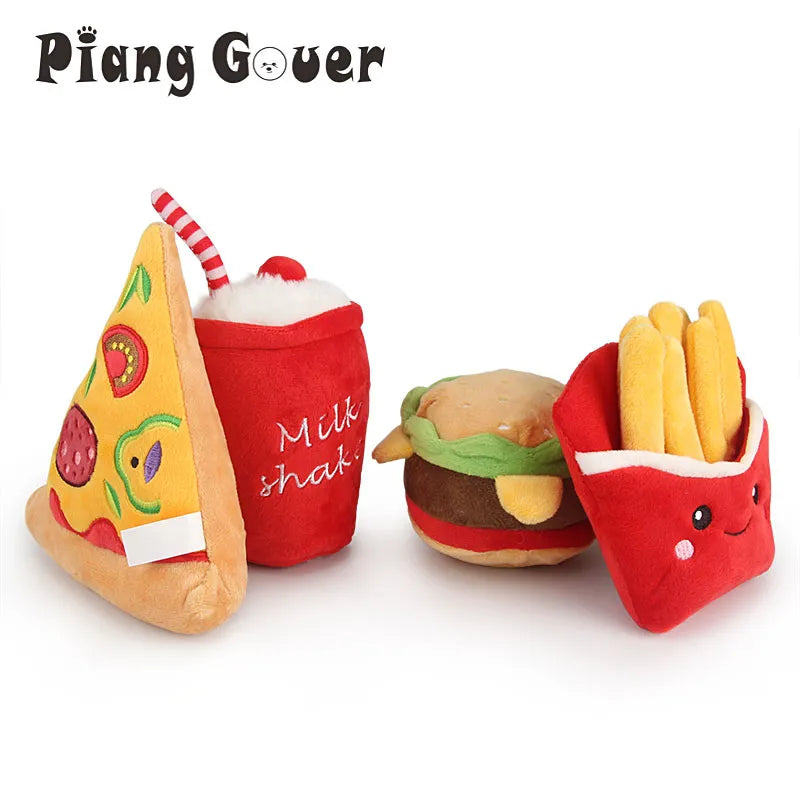 Cute Hamburg Dog Toy BB Plush Pet Toys French Fries Dogs Chew Squeak Toys