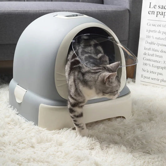 Cat Litter Box Reduces Litter Tracking Odor Large Cat Litter Box Hooded Litter Tray Kitten Toilet Well Designed Space Efficient