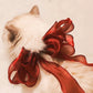 Princess Ribbon Lace Collar for Cats Elegant Silk Gauze Dog Necklace Cat Accessories Sweet Kitten Neck Decor Pet Bows Yorkie Rag