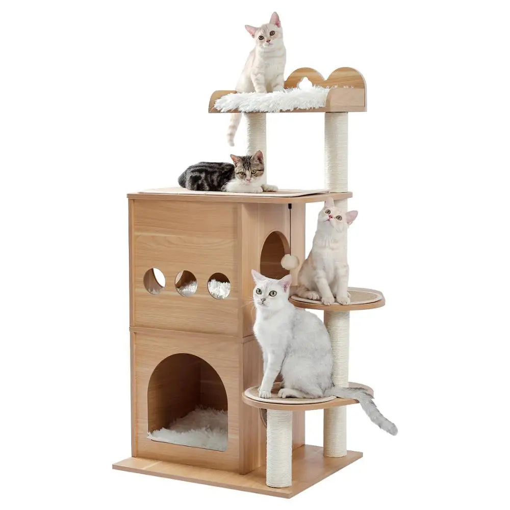 Cat Tree Cat Tower with Scratching Posts and Plush Condo Cat Furniture for Small Spaces Multi-Level Stand House Activity Tower