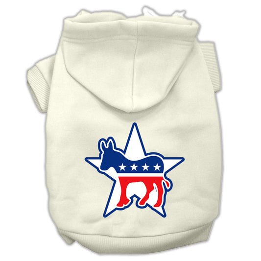 Mirage Pet 62-76-01 XLCR Democrat Screen Print Pet Hoodies, Cream