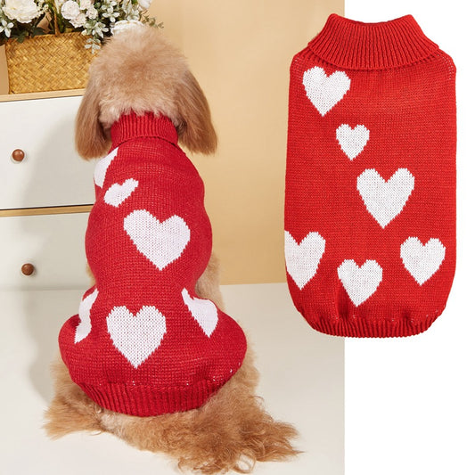 Pet Clothes Valentine's Day New Year Love Dog Knitted Sweater