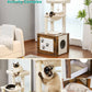 Height 117CM Luxury Modern Cat Tree with Cabinet Tower Wood Furniture with Litter Box Enclosure House Large Top Perch Nest Condo