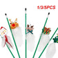 1/3/5PCS Pet Toys Cat Teaser Rod Interactive Funny Cat Rod Christmas series cat toy doll old man reindeer Stick Pet Cat