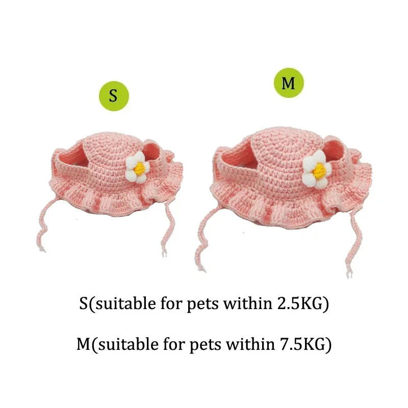 Cute Cat Hat Funny Hand-made Knitting Puppy Caps Pets Party Cosplay Headwear Elastic Dog Kitten Hat Hair Decoration