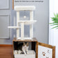 Height 117CM Luxury Modern Cat Tree with Cabinet Tower Wood Furniture with Litter Box Enclosure House Large Top Perch Nest Condo