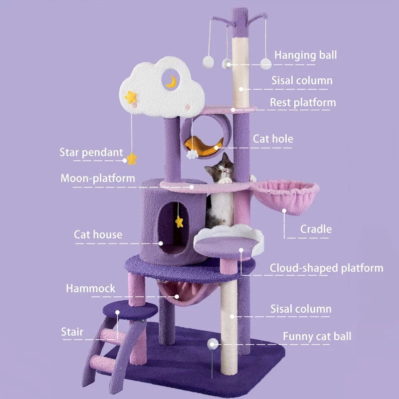 Cat Tree Tower Home Furniture Pet Items Multi-Level Cat Scratching Post For Cat Climbing Frame Jumping Toy Spacious Perch