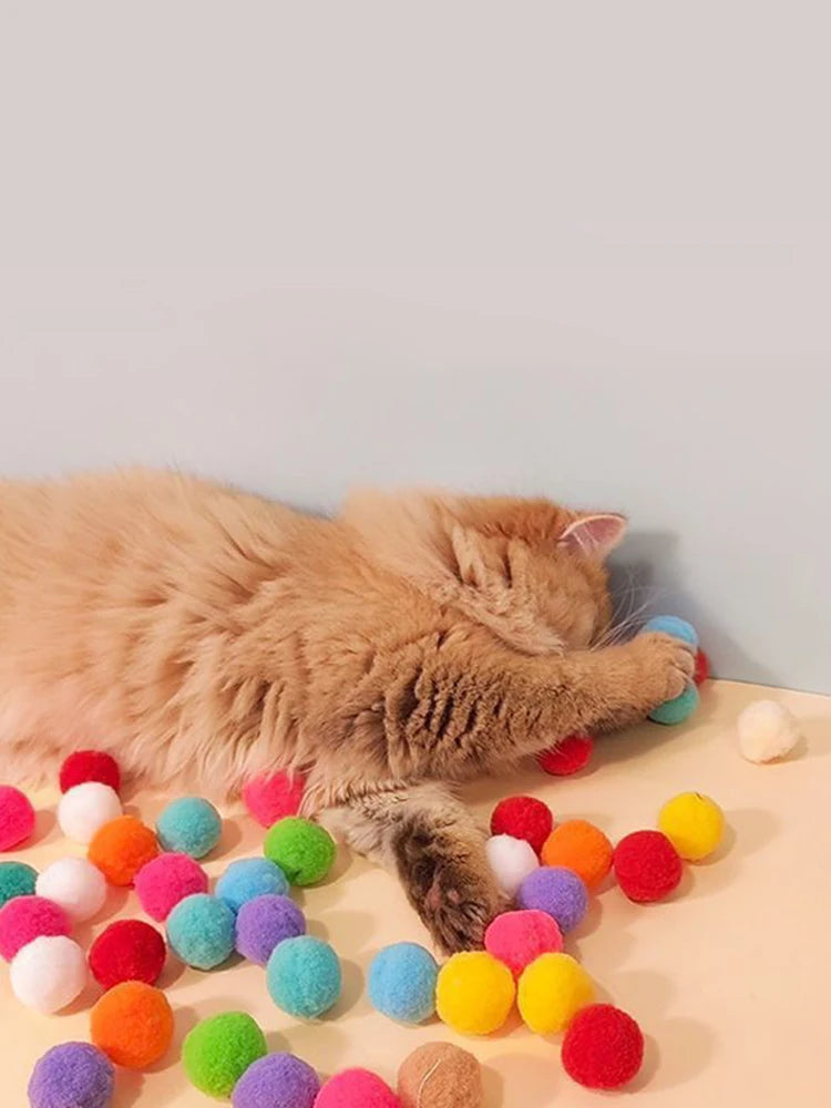 20PCS Cat Toy Interactive High Fun Toy Gun Plush Ball Firing Gun Silent Polyester High Bounce Ball Fun Cat Stick