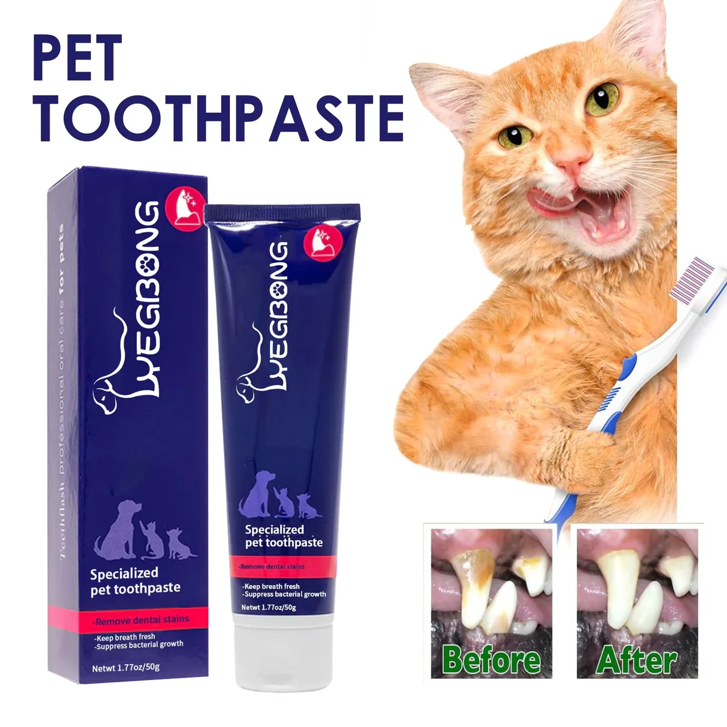 Dog Toothpaste Oral Tooth Stain Cleaning Fresh Breath Cat Tartar Removal Prevent Teeth Calculus Mouth Deodorant Pet Toothpaste