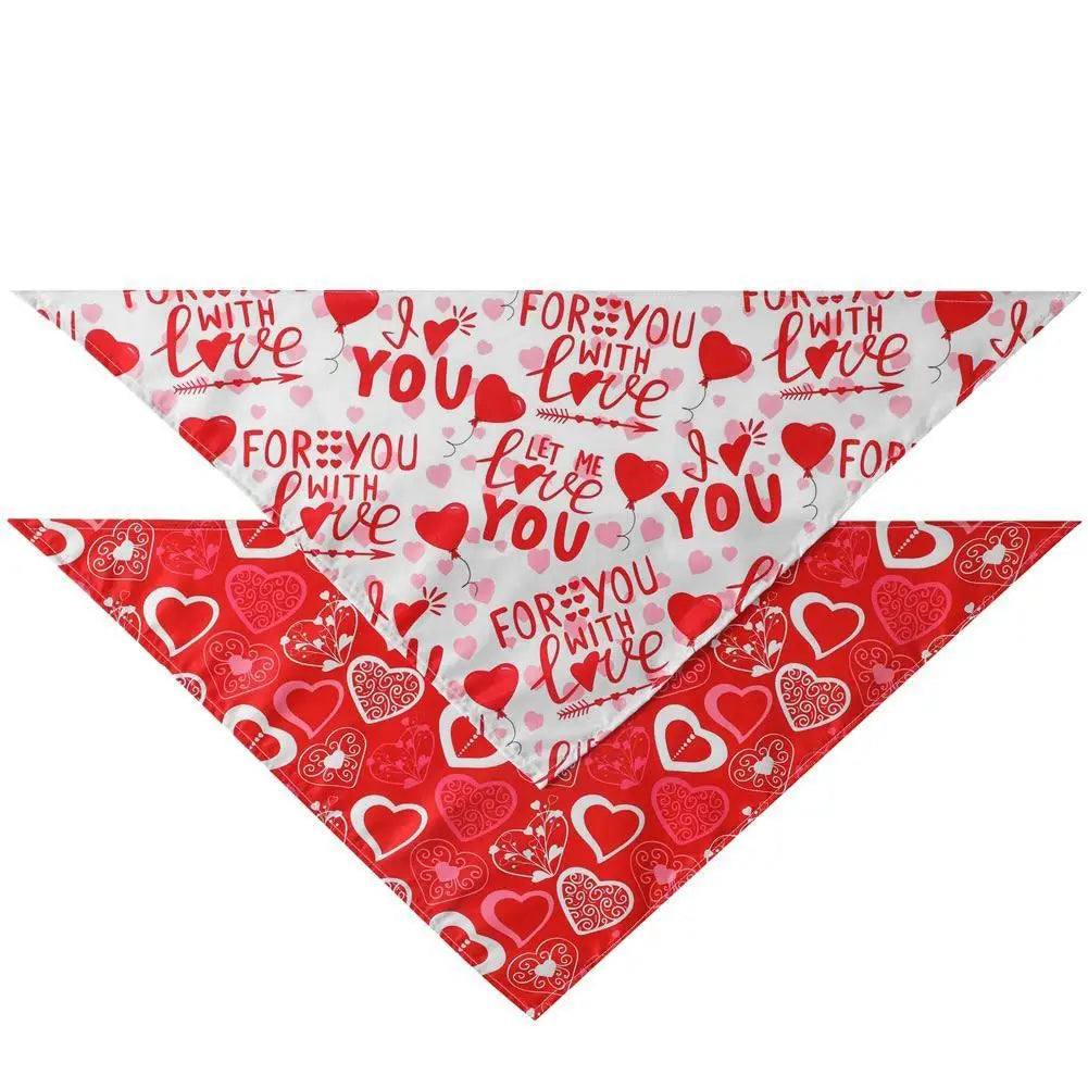 NEW Pet Dog Triangle Scarf Love-heart Pattern Saliva Towels Soft Comfortable Pet Bandana Bib For Valentine Day Decor