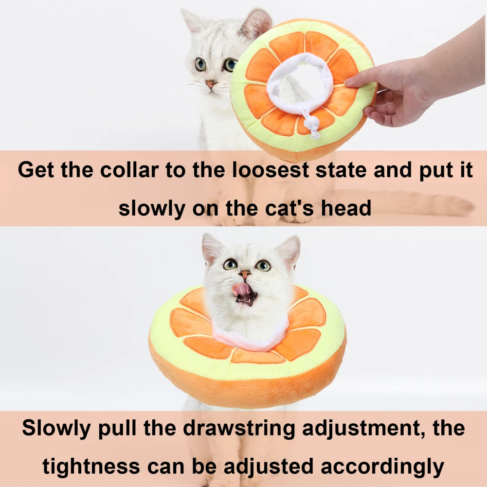 Cat Small Dog Recovery Collar Adjustable Pet Collar Wound Healing Protective Cone Cute Fruit Neck Cone After Surgery