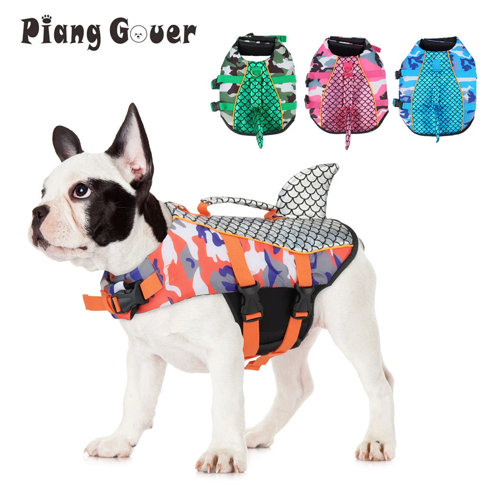 Reflective Scales Dog Life Jacket Swim Pet Vest Dog Swimsuit Outdoor Water Pool Clothes Pet Swimwear