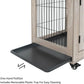 Wooden 2-Tier Cat Cage, Indoor Cat House with Removable Tray, Cats Enclosures Indoor Cat Kennel with Lockable Casters