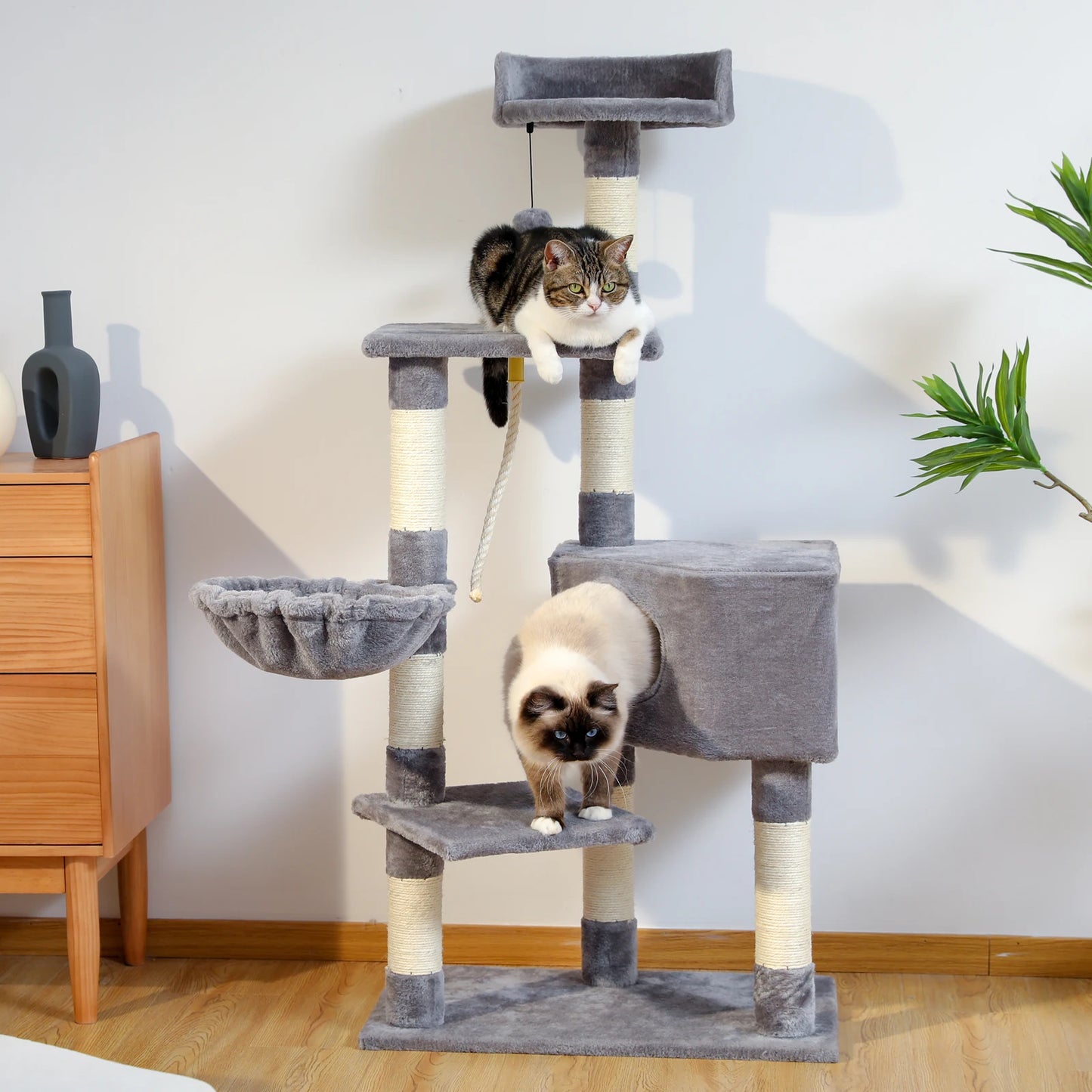 Cat Tree Tower Condo Playground Cage Kitten Multi-Level Activity Center Play House Medium Scratching Post Furniture Plush