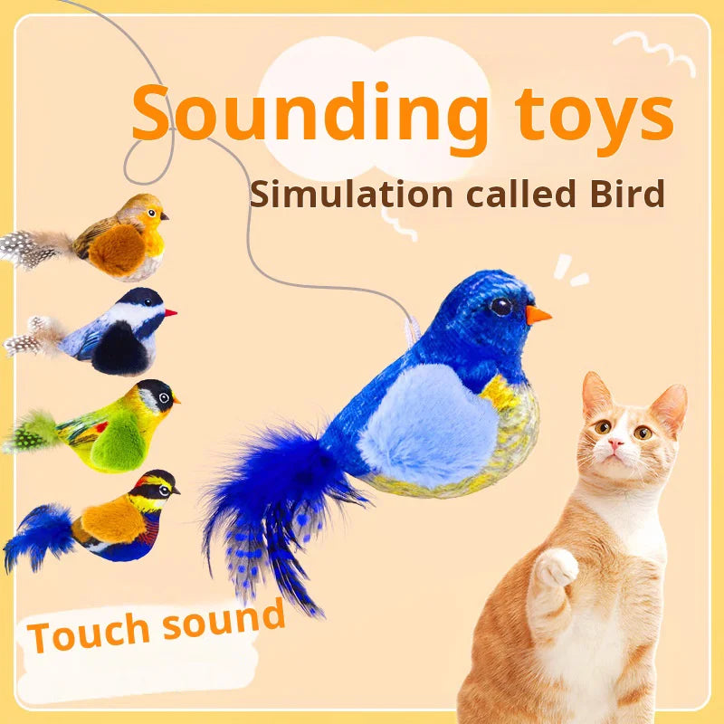 Pet cat toy simulation call bird sound plush toy cat self-hilarity relief artifact hanging automatic teasing cat