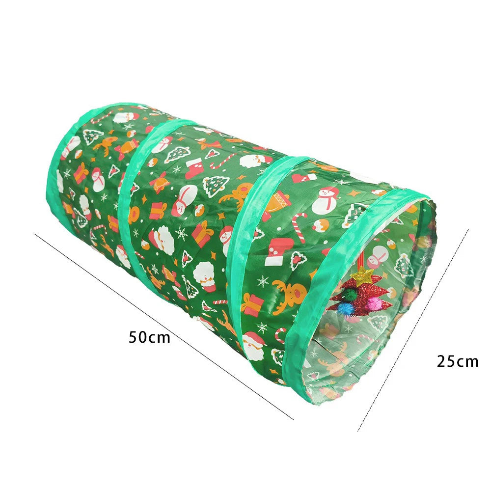 2/S/T Way Cat Tunnel Green Christmas Decoration Foldable Cat Tunnel Breathable Indoor Pet  Interactive Kitten Sport Supplies