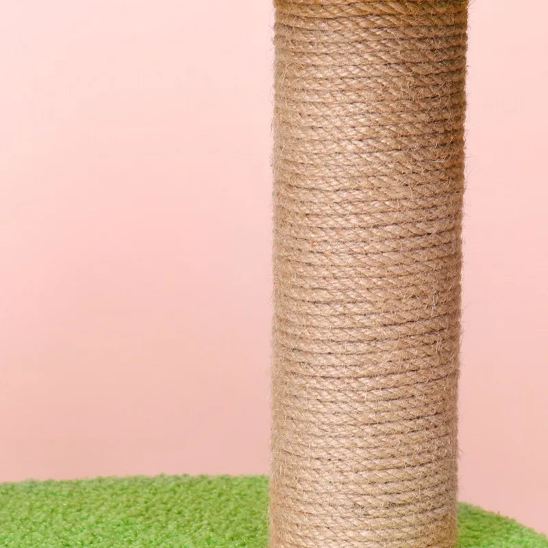 Cat Tree Towers for Large Cats, Pet Interactive Toy, Brown Green Pink Sisal Plush, Lint Flower, Tree Tower, Luxury, Game