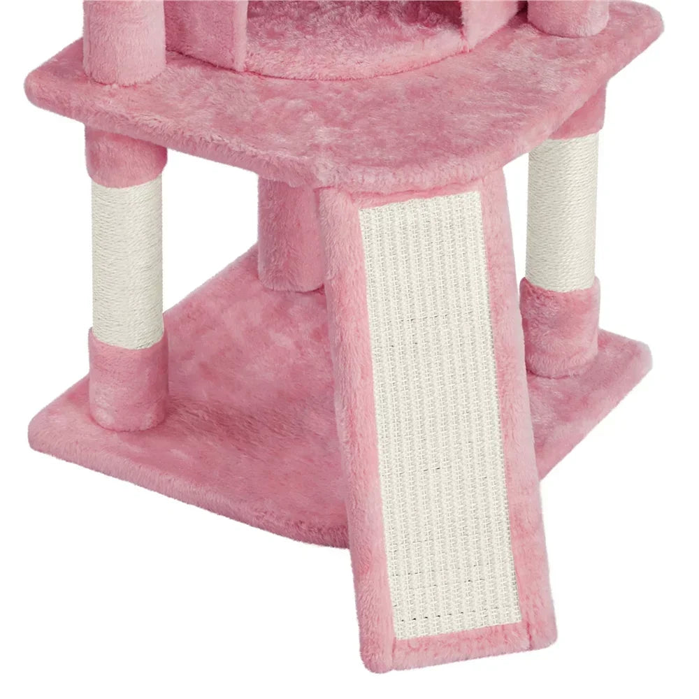 LISM 42'' Cat Tree Cat Tower with Condo & Basket Perch Platform, Pink,Cat Supplies, So That Cats Can Play Happily At Home