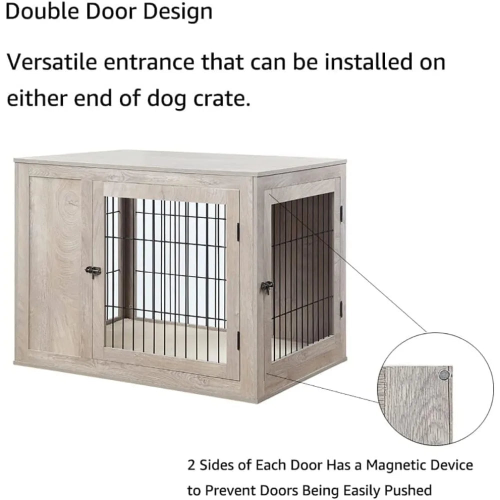 Furniture Style Dog Crate for Medium Large Dogs Indoor Aesthetic Dog Stuff Kennel Modern Decorative Wood Wire Pet House Dog Cage