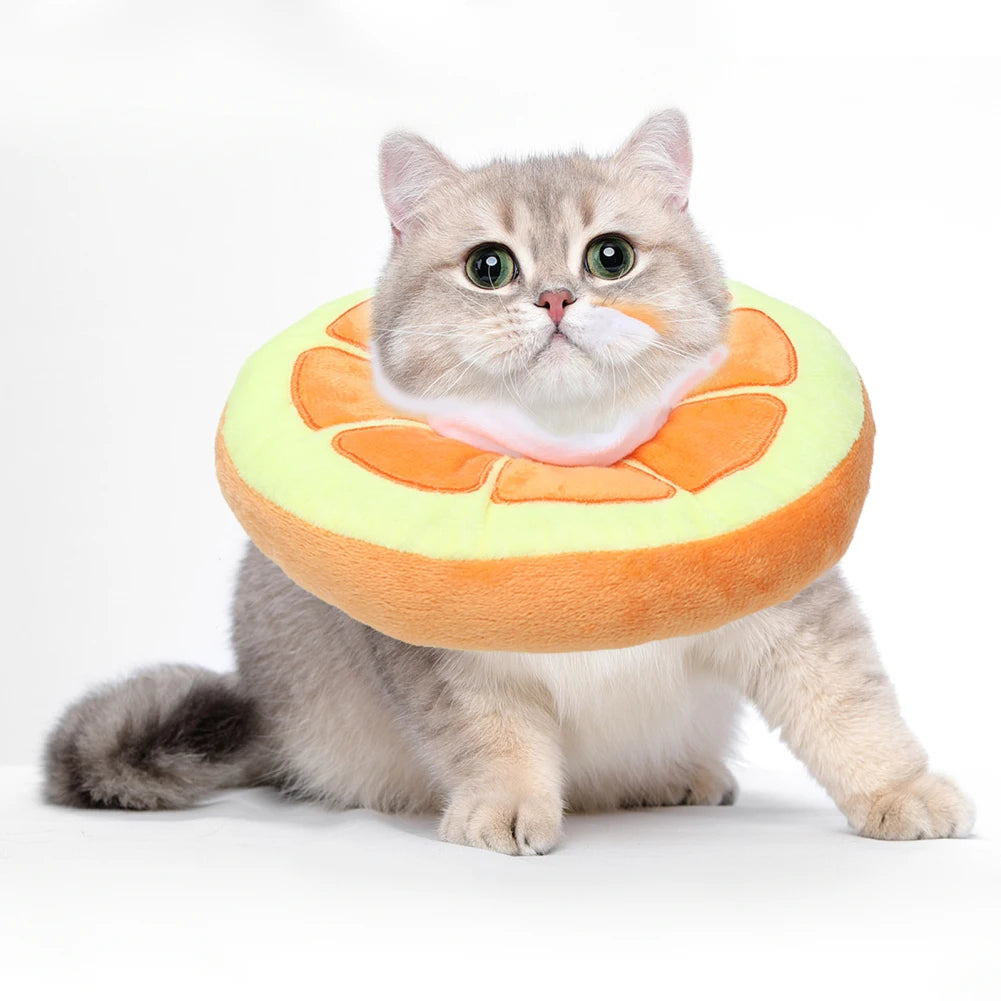 Cat Small Dog Recovery Collar Adjustable Pet Collar Wound Healing Protective Cone Cute Fruit Neck Cone After Surgery