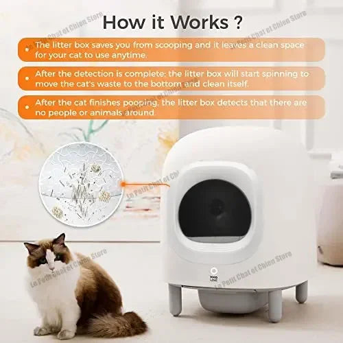 56L Automatic Cat Litter Box Self Cleaning Pet bedpan Remote App Control  Alerts Odor Suppression, Disassembly for Multiple Cats