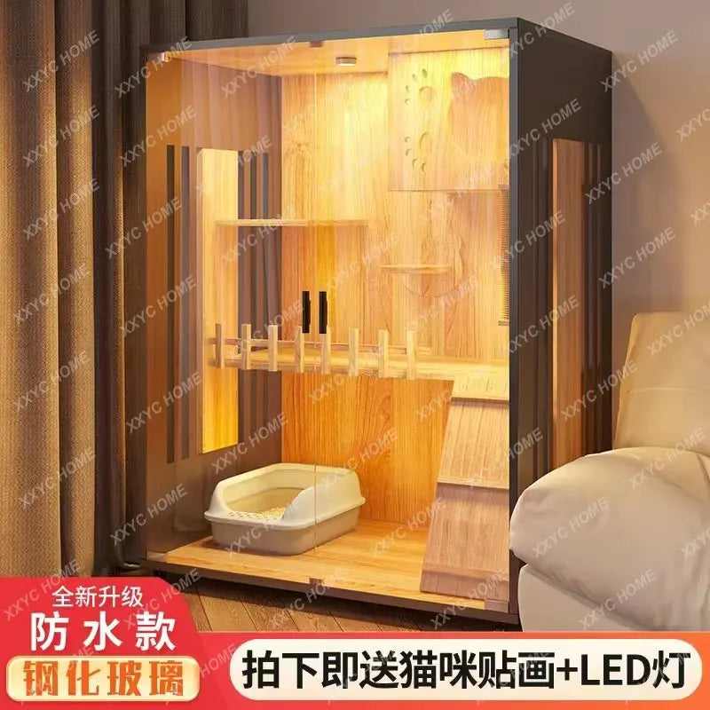 Solid Wood Cat Cage Home Indoor Super Large Free Space Cattery Cat Nest Cat House Cat Cabinet Double Layer Three Layer Cat Villa