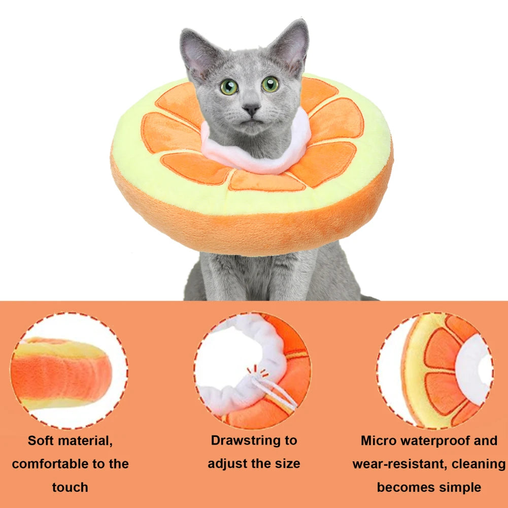 Cat Small Dog Recovery Collar Adjustable Pet Collar Wound Healing Protective Cone Cute Fruit Neck Cone After Surgery