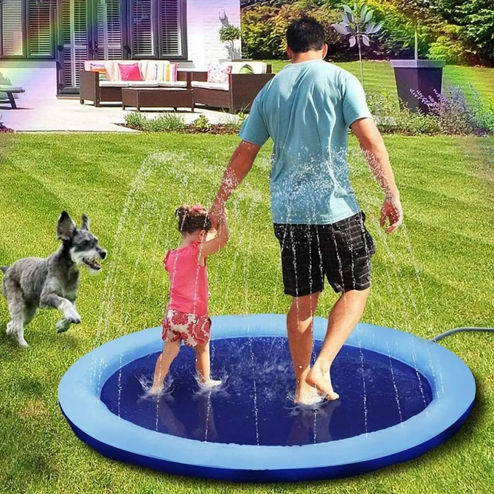 100-200cm Summer Pet Swimming Pool Inflatable Spray Mat Outdoor Dog Interactive Fountain Toys Pet Toys