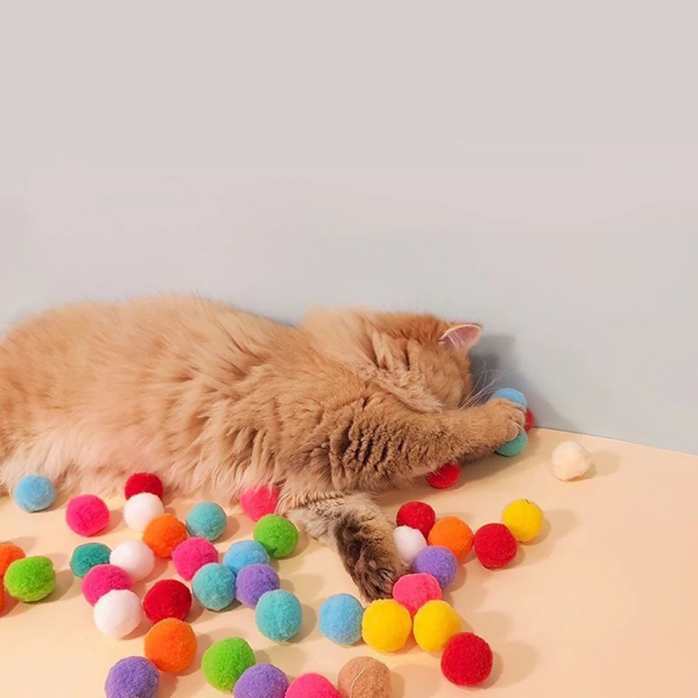 20PCS Cat Toy Interactive High Fun Toy Gun Plush Ball Firing Gun Silent Polyester High Bounce Ball Fun Cat Stick