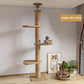 Cat Tree Floor to Ceiling Cat Tower Adjustable Kitten Multi-Level Condo With Scratching Post Pad Hammock Pet Cat Activity Center