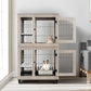 Wooden 2-Tier Cat Cage, Indoor Cat House with Removable Tray, Cats Enclosures Indoor Cat Kennel with Lockable Casters