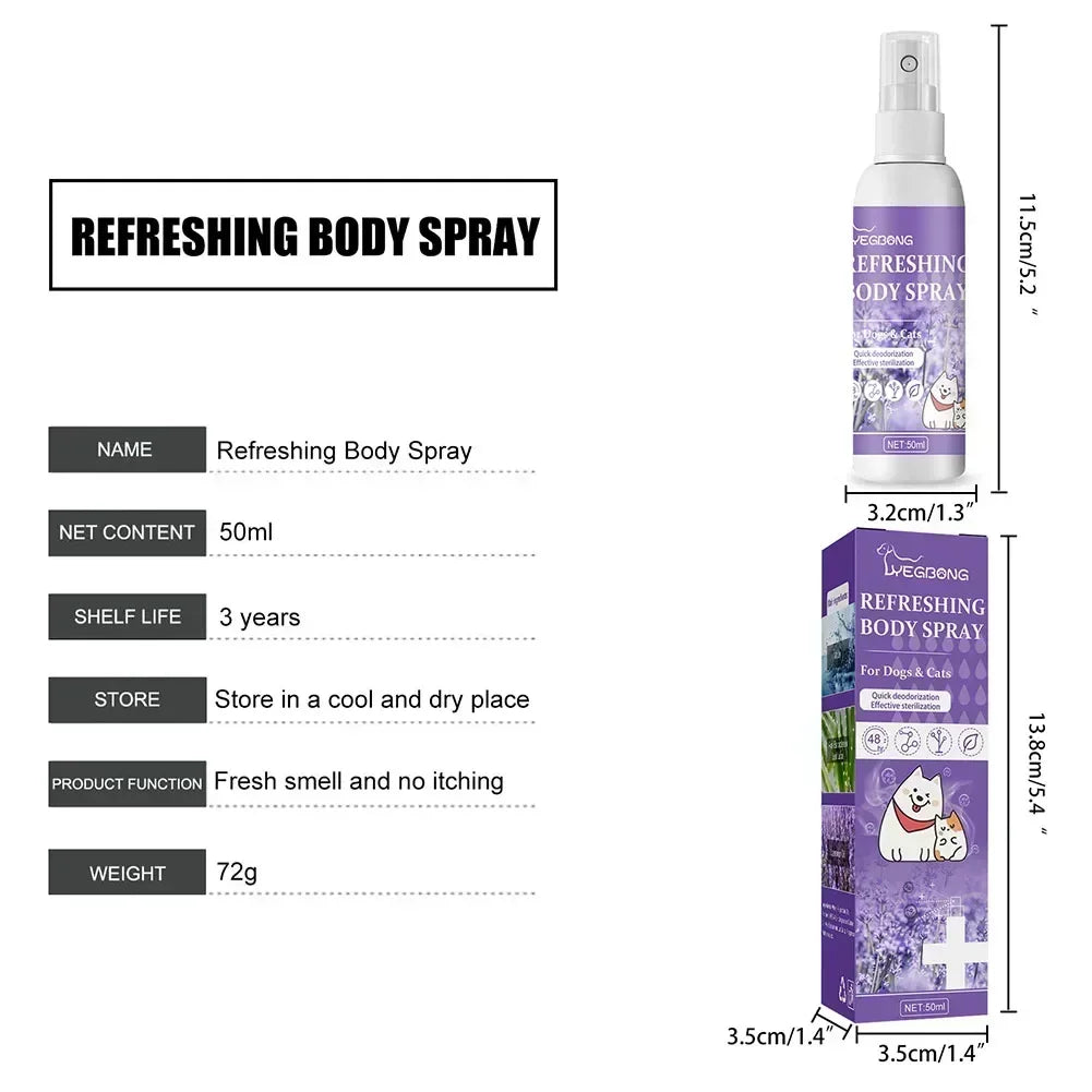 Pet Deodorization Spray 50ml Dog Perfume Lavender Oil Deodorization Spray Anti Itching Fragrant Pet  Cat and Dog Beauty Care