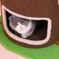 Cat Tree Towers for Large Cats, Pet Interactive Toy, Brown Green Pink Sisal Plush, Lint Flower, Tree Tower, Luxury, Game