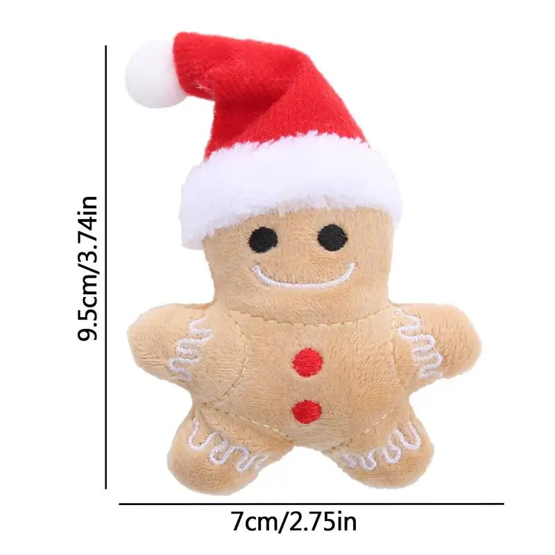 Christmas Cat Teething Toy Gingerbread Cat Toy Cat Pet Christmas Toys Portable Stuffed Gingerbread Man Catnip Toys for Cats