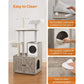 Cat Tower, 2-in-1 Pet Apartment with Scratching Pillars, Cat Sandbox, and Detachable Plunger Stick, Cat Tree