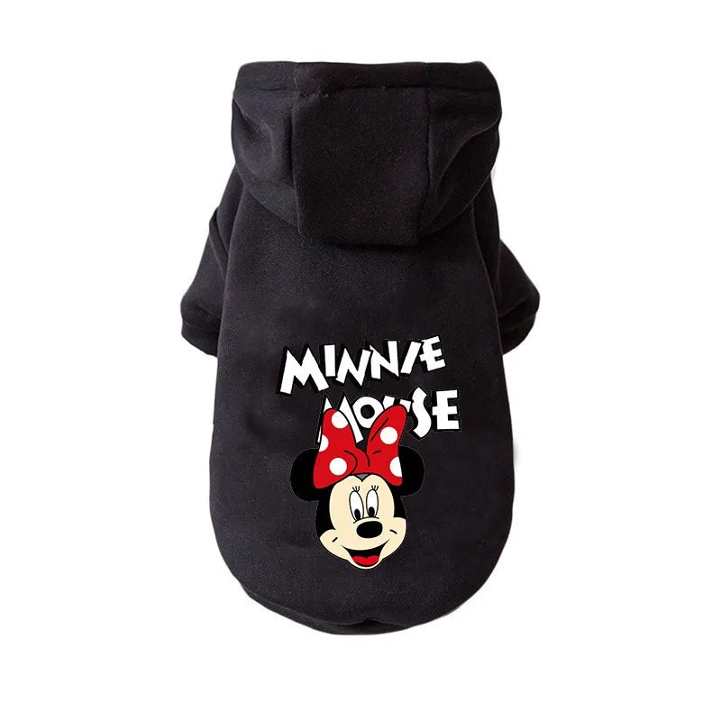 Disney Mickey Mouse Dog Hoodie Pet Cartoon Mickey Minnie Jacket Fall Winter Outdoor Clothes Small And Medium-sized Dog Sweater