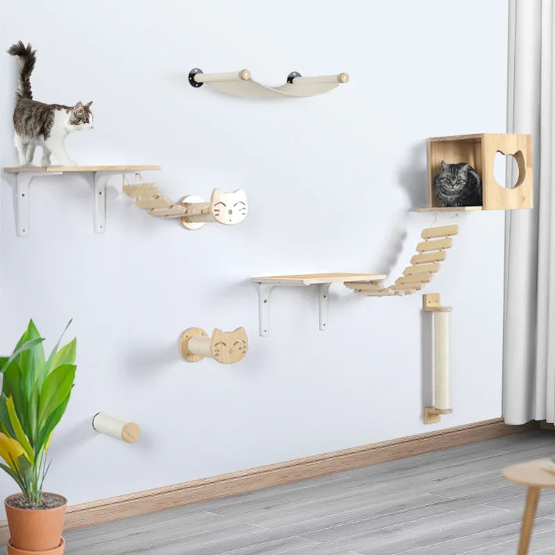 Multi-layer Cat Climbing Frame Creative Wooden Star Moon Decoration Kitten Scratching Column Litter Pets Tree Kitty Climber