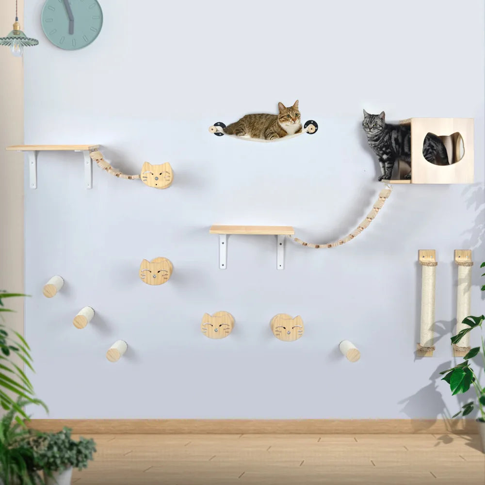 Multi-layer Cat Climbing Frame Creative Wooden Star Moon Decoration Kitten Scratching Column Litter Pets Tree Kitty Climber