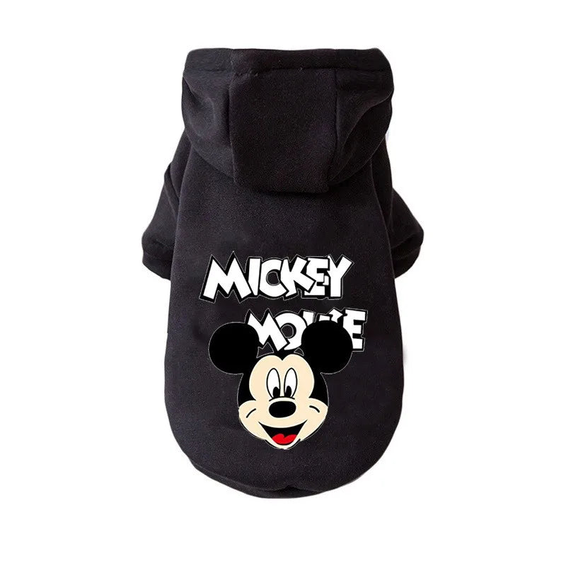 Disney Mickey Mouse Dog Hoodie Pet Cartoon Mickey Minnie Jacket Fall Winter Outdoor Clothes Small And Medium-sized Dog Sweater