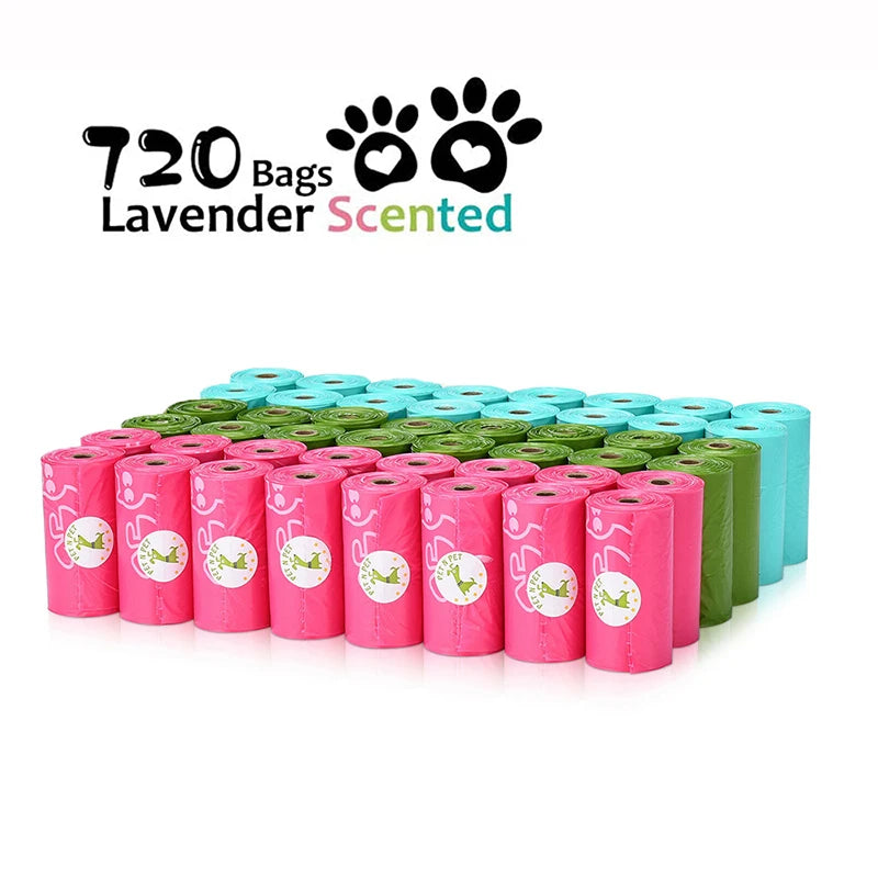 Pet N Pet Biodegradable Dog Poop Bags Earth-Friendly Firm 720/270 Counts 3 Colors Lavender Scented Garbage Bag for Dog Product