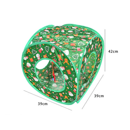 2/S/T Way Cat Tunnel Green Christmas Decoration Foldable Cat Tunnel Breathable Indoor Pet  Interactive Kitten Sport Supplies